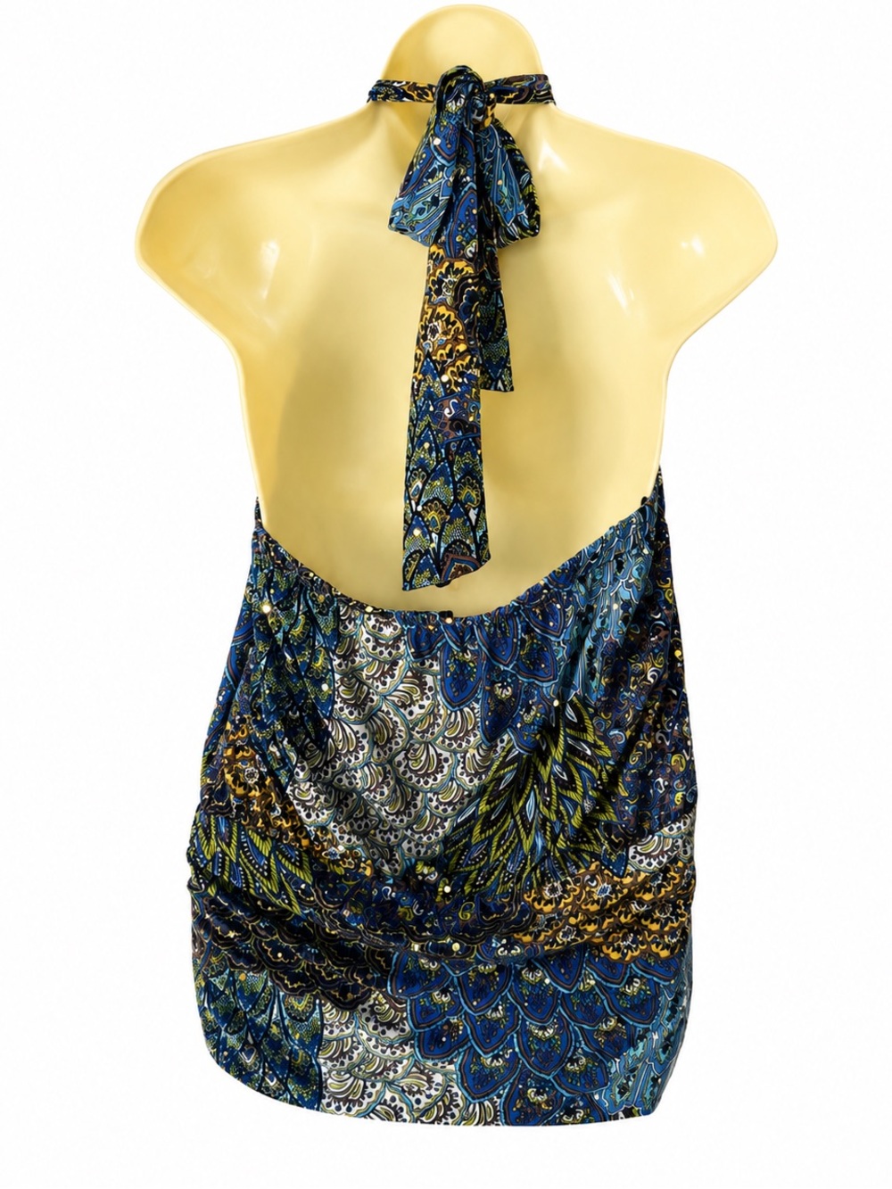 Joseph Ribkoff Peacock Paisley Halter Top Sequin Canada Sz 10 - Picture 3 of 9